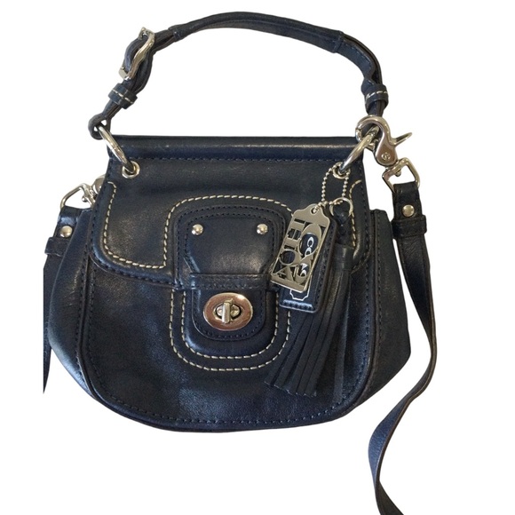 Coach Navy Blue Leather Willis Saddle Crossbody Bag - Picture 2 of 6